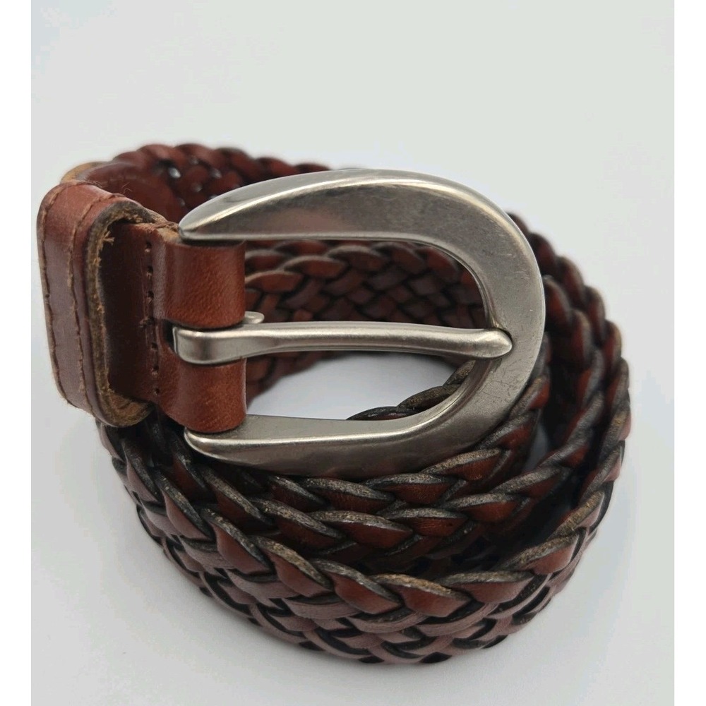 Vintage COACH 8518 Braided Woven Leather Small Mocha Brown Satin Silver Hardware